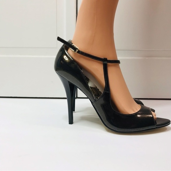 GUESS Brown Metallic Patent Leather Stilleto Heels Size 9 - Picture 3 of 6